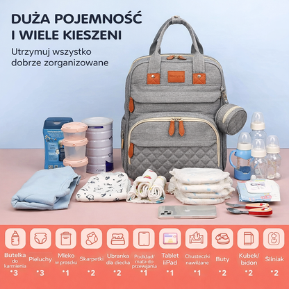 Plecak dla Mamy 3w1 z Łóżeczkiem dla Niemowląt